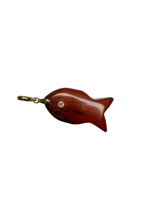 XL Gemstone Fish Red Bezel Set Charm
