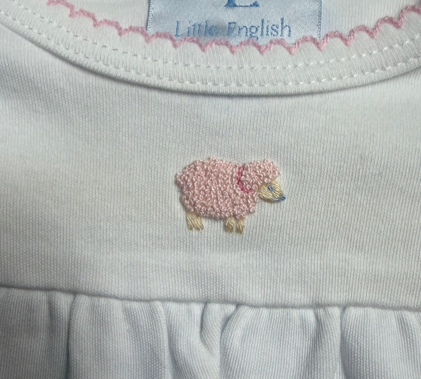 Little English Pinpoint Gown-Pink Sheep Newborn