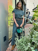 Cam Poplin Blouse in Teal Blockprint
