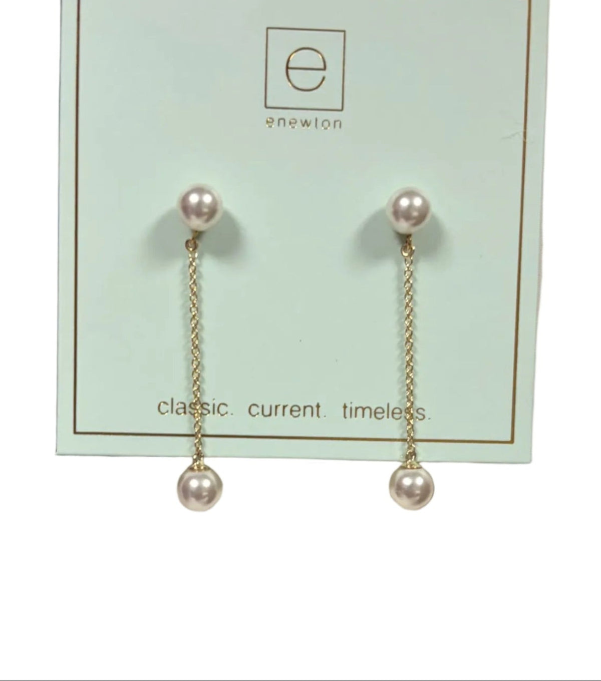 Simplicity Chain Gold Drop Pearl 6mm Earrings