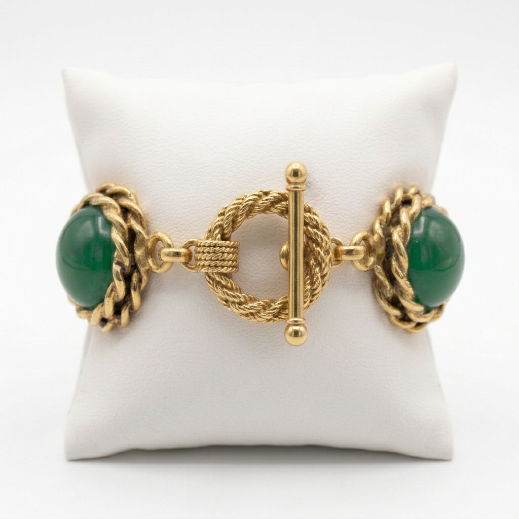 Gold & Green Braided Bracelet