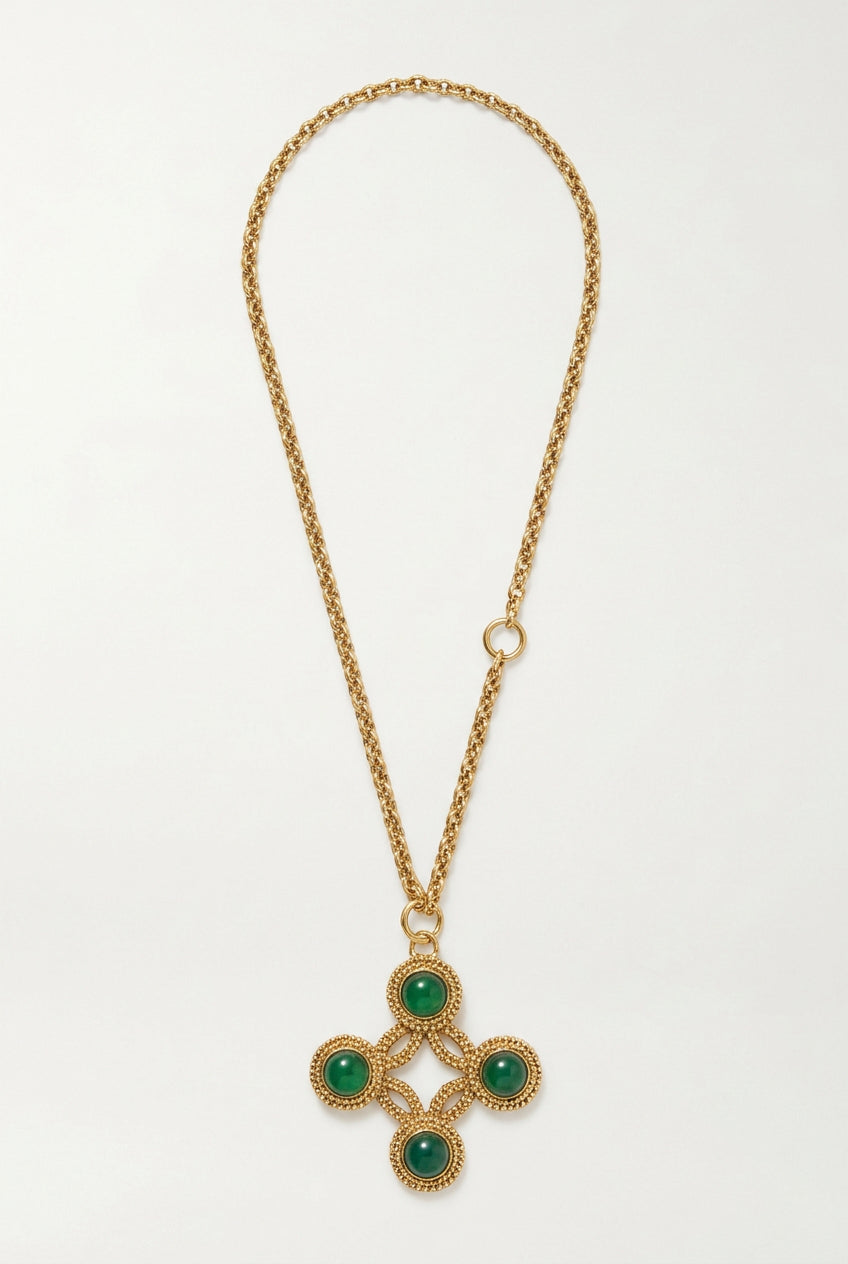 Emerald Cross Statement Necklace