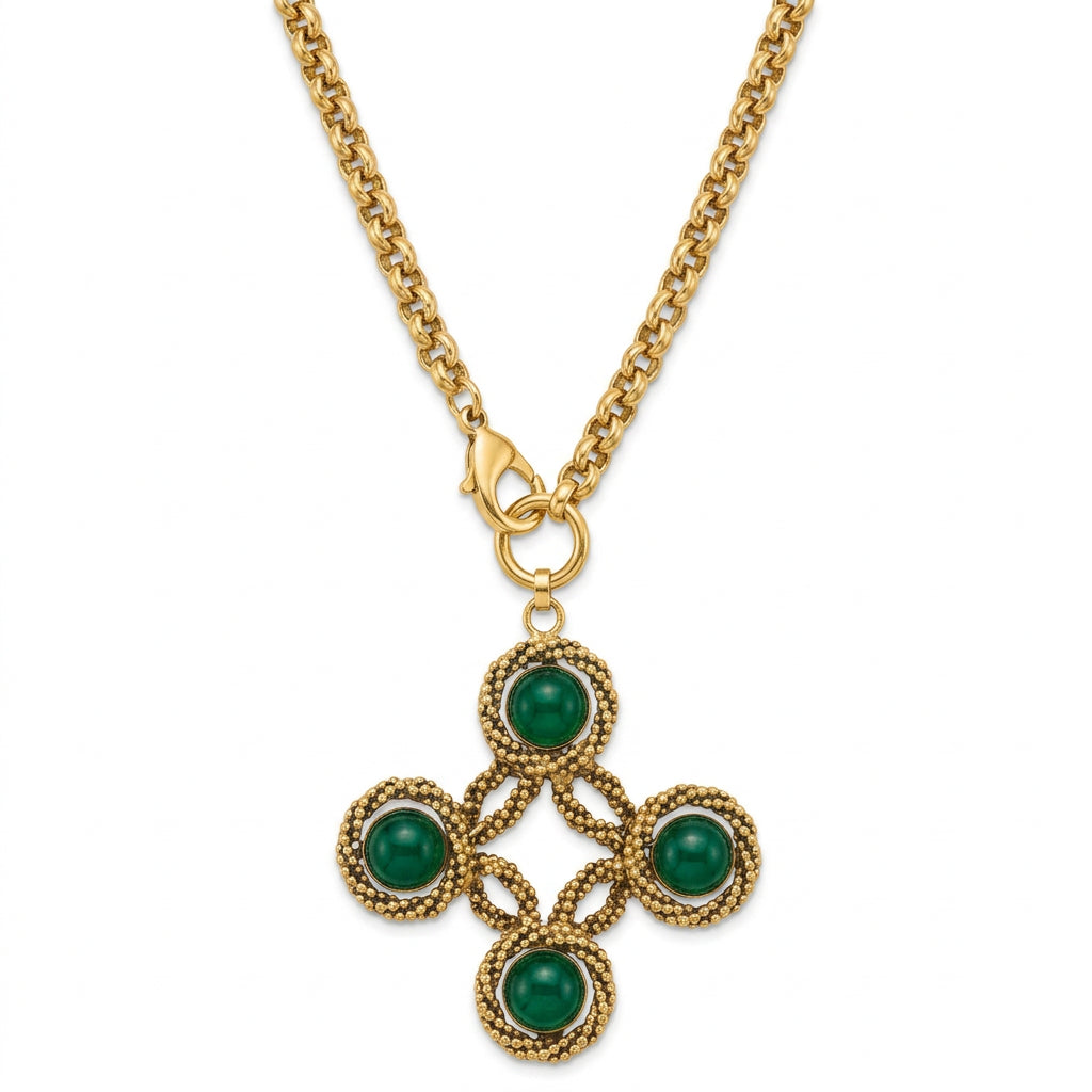Emerald Cross Statement Necklace