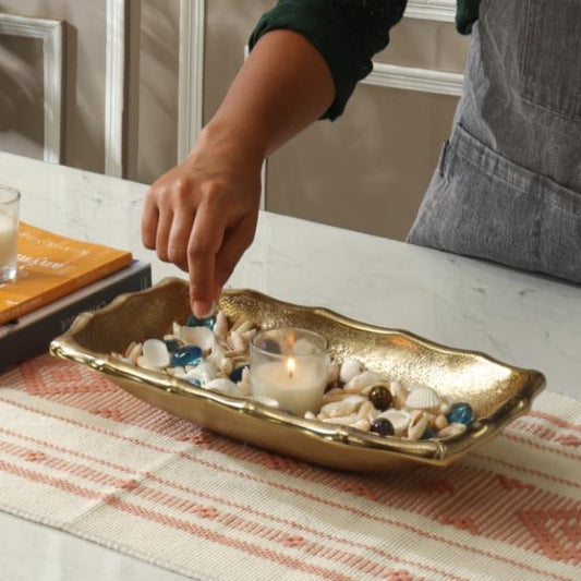 Gold Tray w/ Bamboo Style Edges