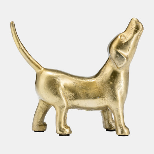 Metal, Deco Howling Dog, Gold