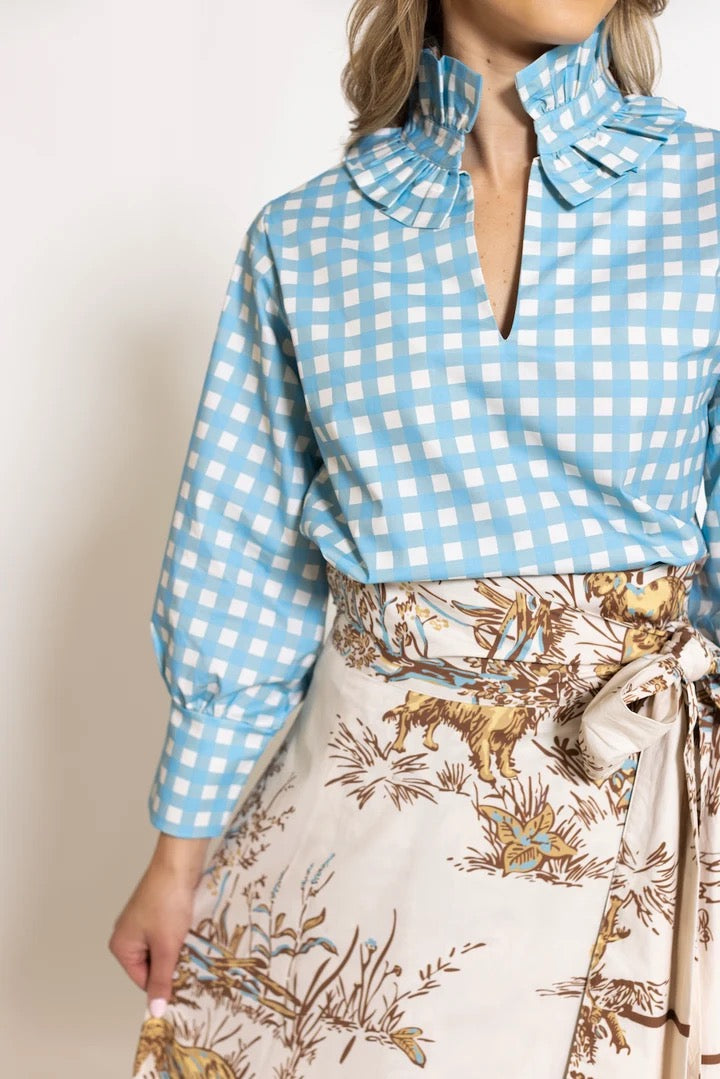 Blue Gingham Harper Estate Top