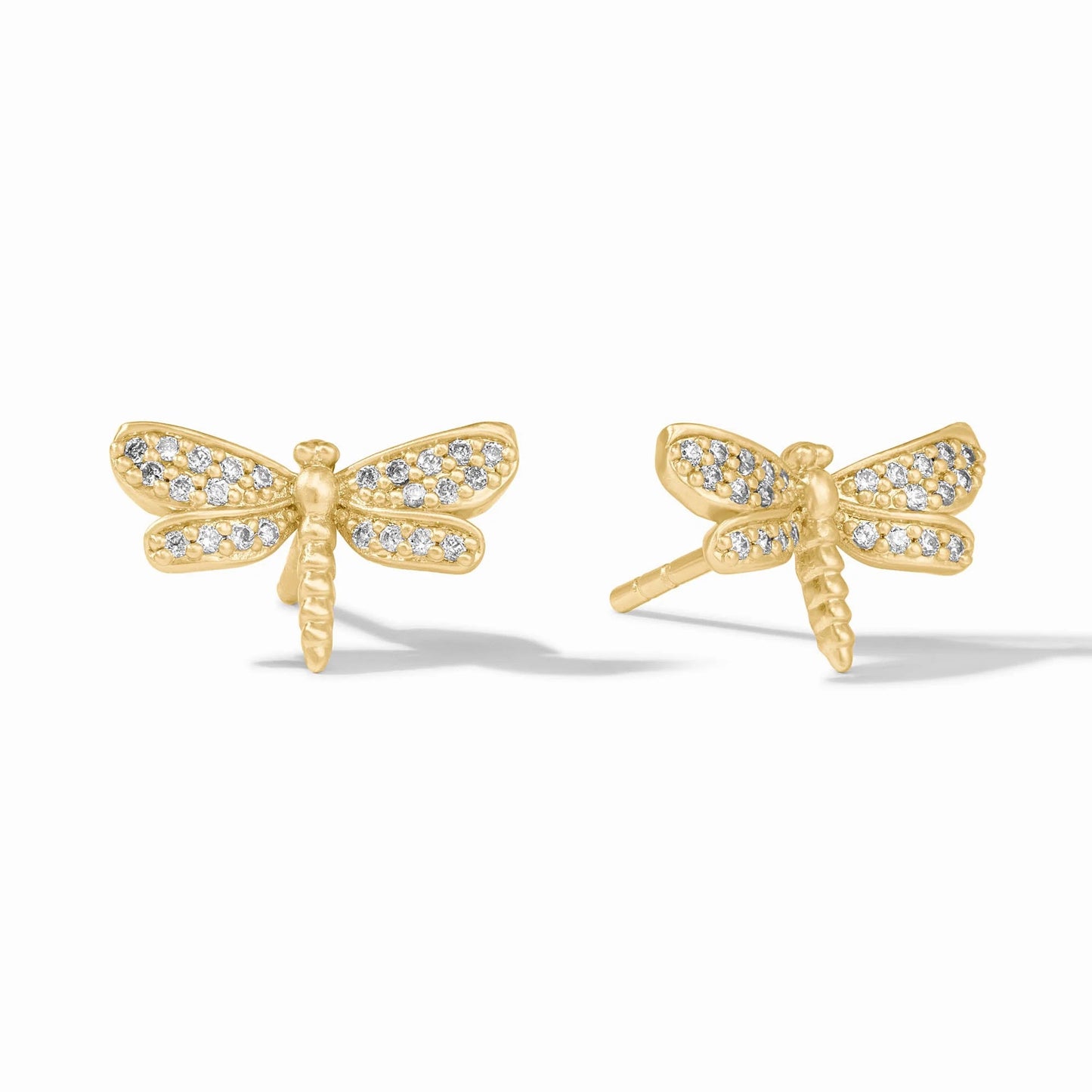 Dragonfly Pave Stud-Gold