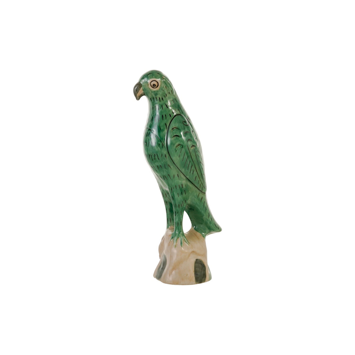 Large Hand-Painted Stoneware Vintage Parrot