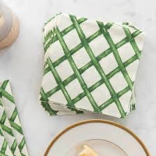 Hester&Cook Cocktail Napkins Green Lattice