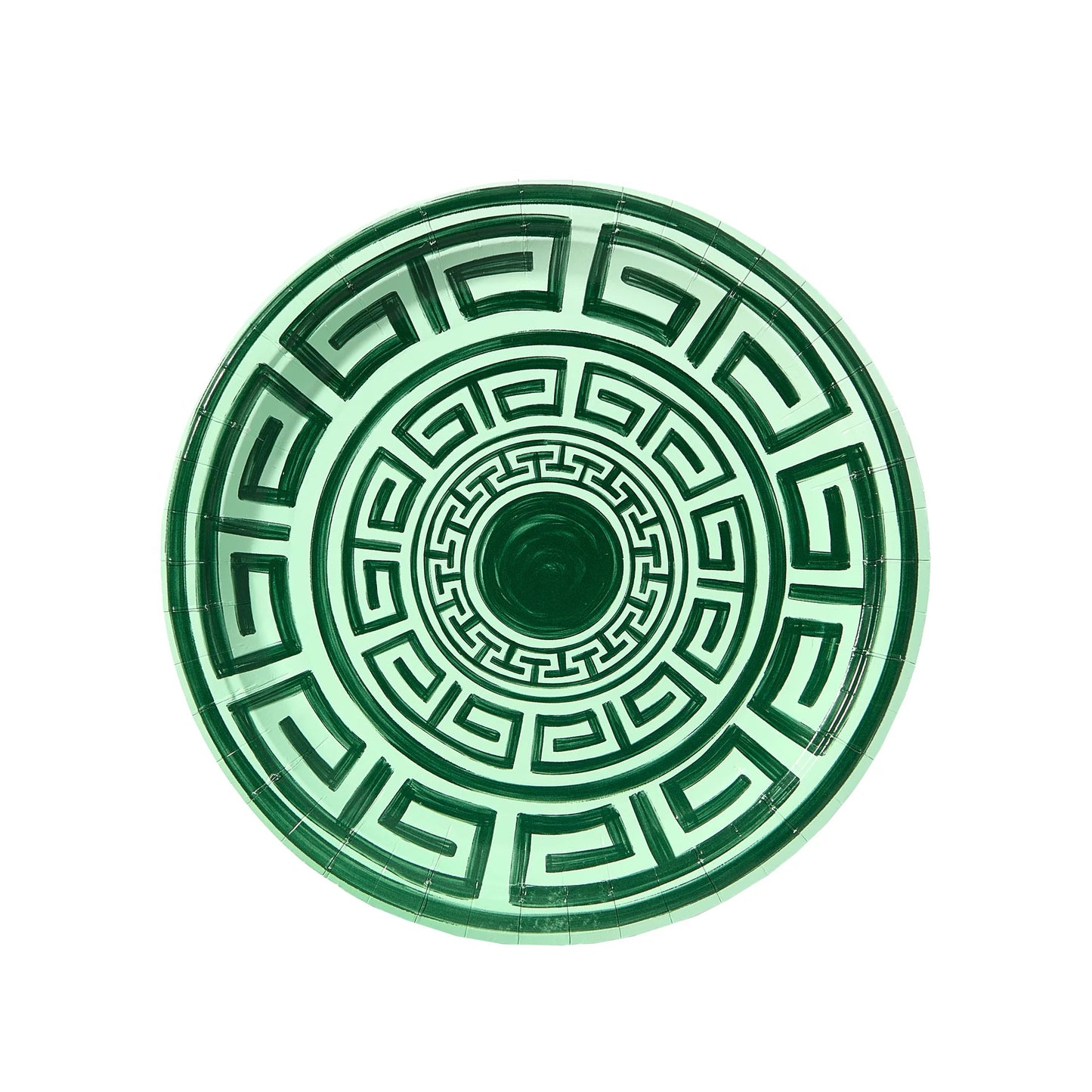 Pavilion Dinner Paper Plates in Sage Greek Key