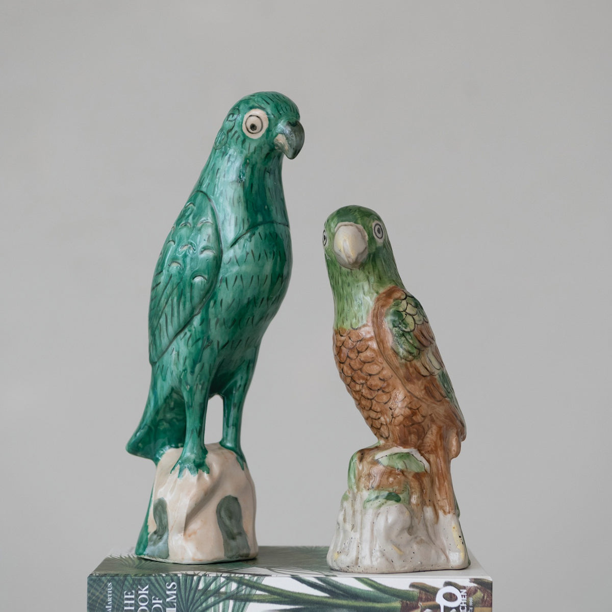 Large Hand-Painted Stoneware Vintage Parrot