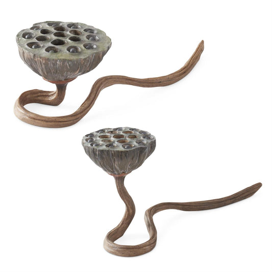 Set of 2 Resin Lotus Pod Flower Frogs