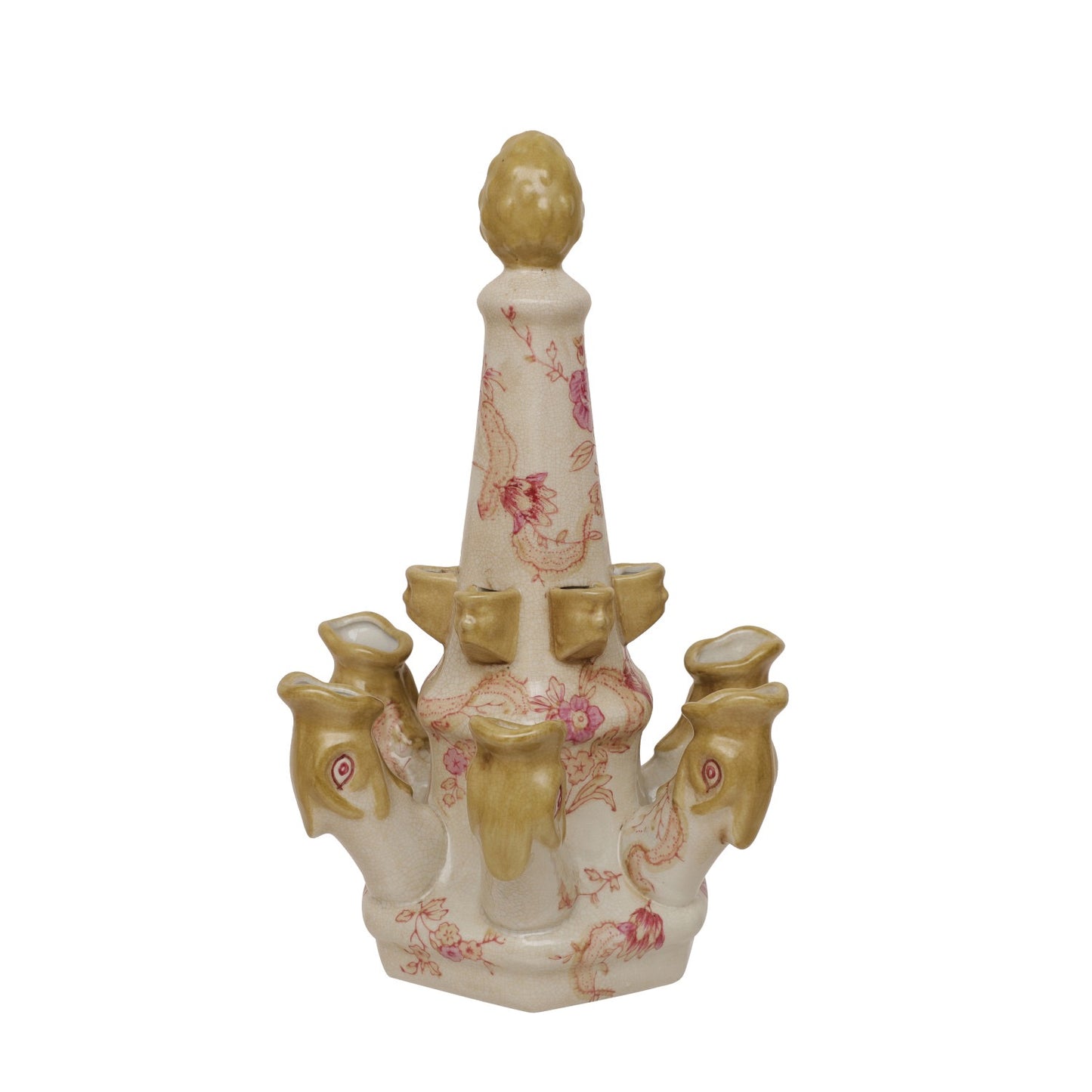Hand-Painted Stoneware Tulipiere Vase