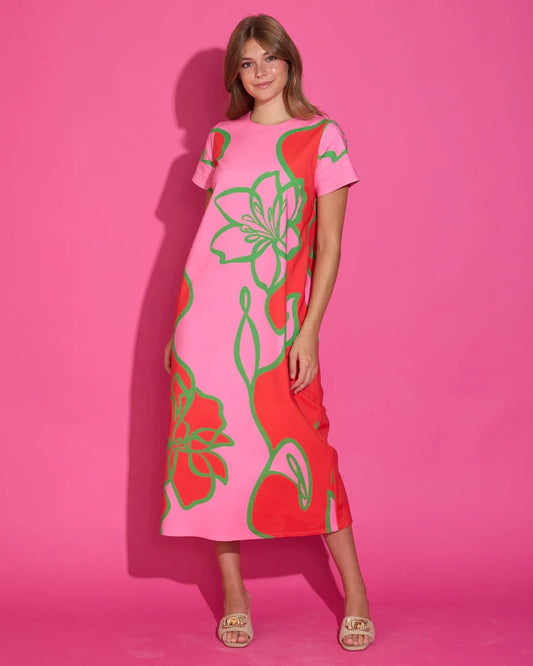 Elliot Dress in Fuschia Outline