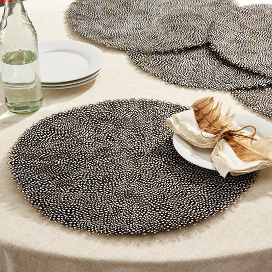 Set of 6 Guinea Fowl Feather Placemats - Feathers