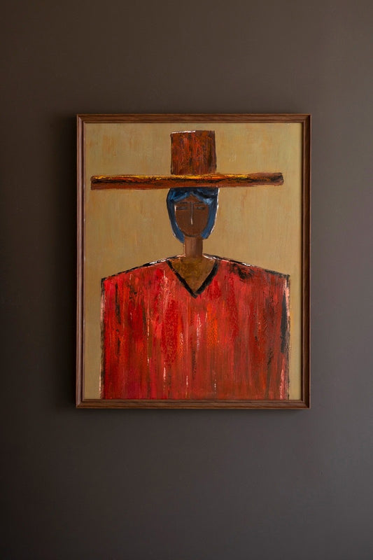 Man in Hat Framed Painting