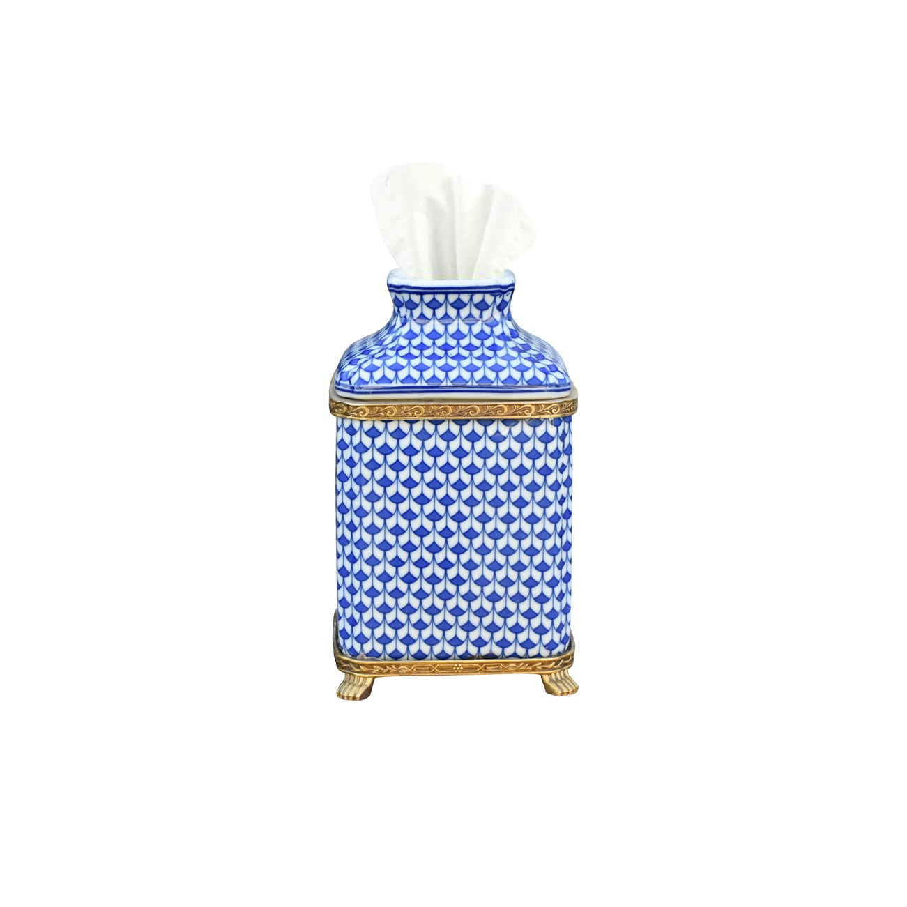 Blue & White Scales Tissue Holder