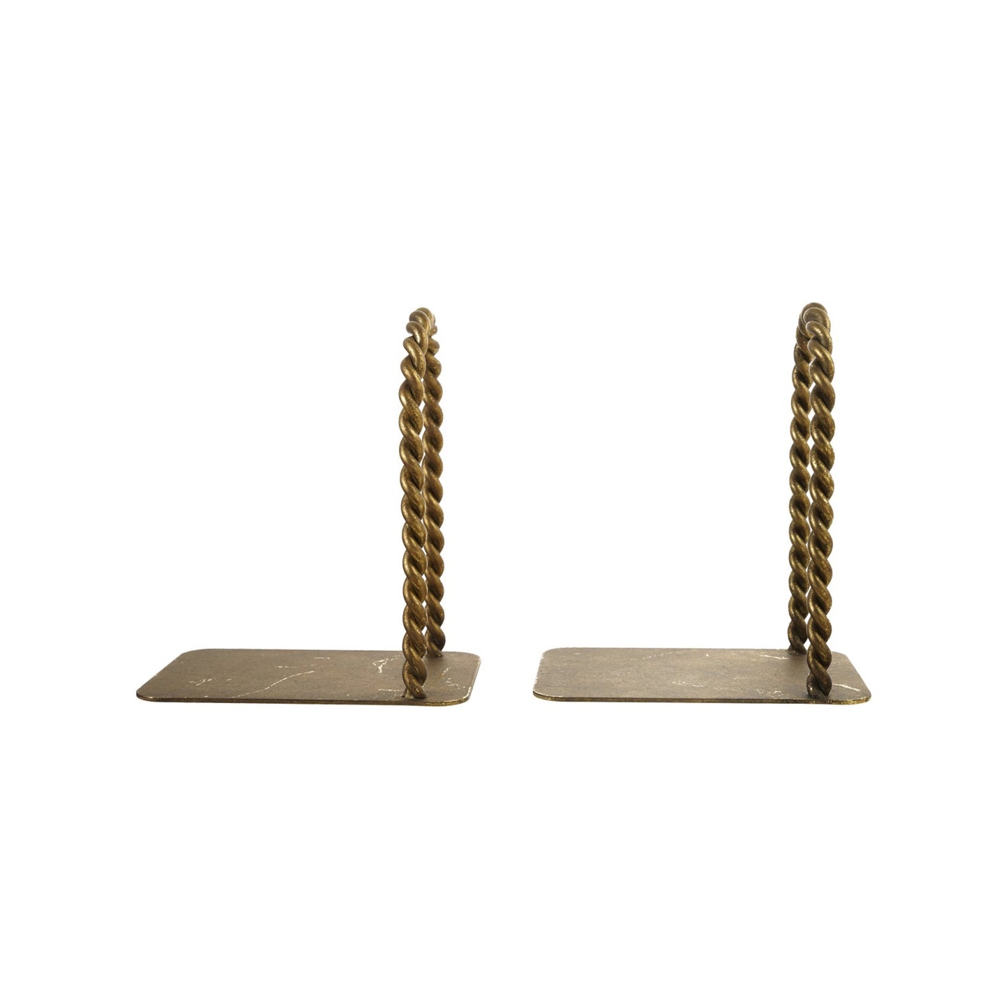 Twisted Metal Arched Brass Bookends Set