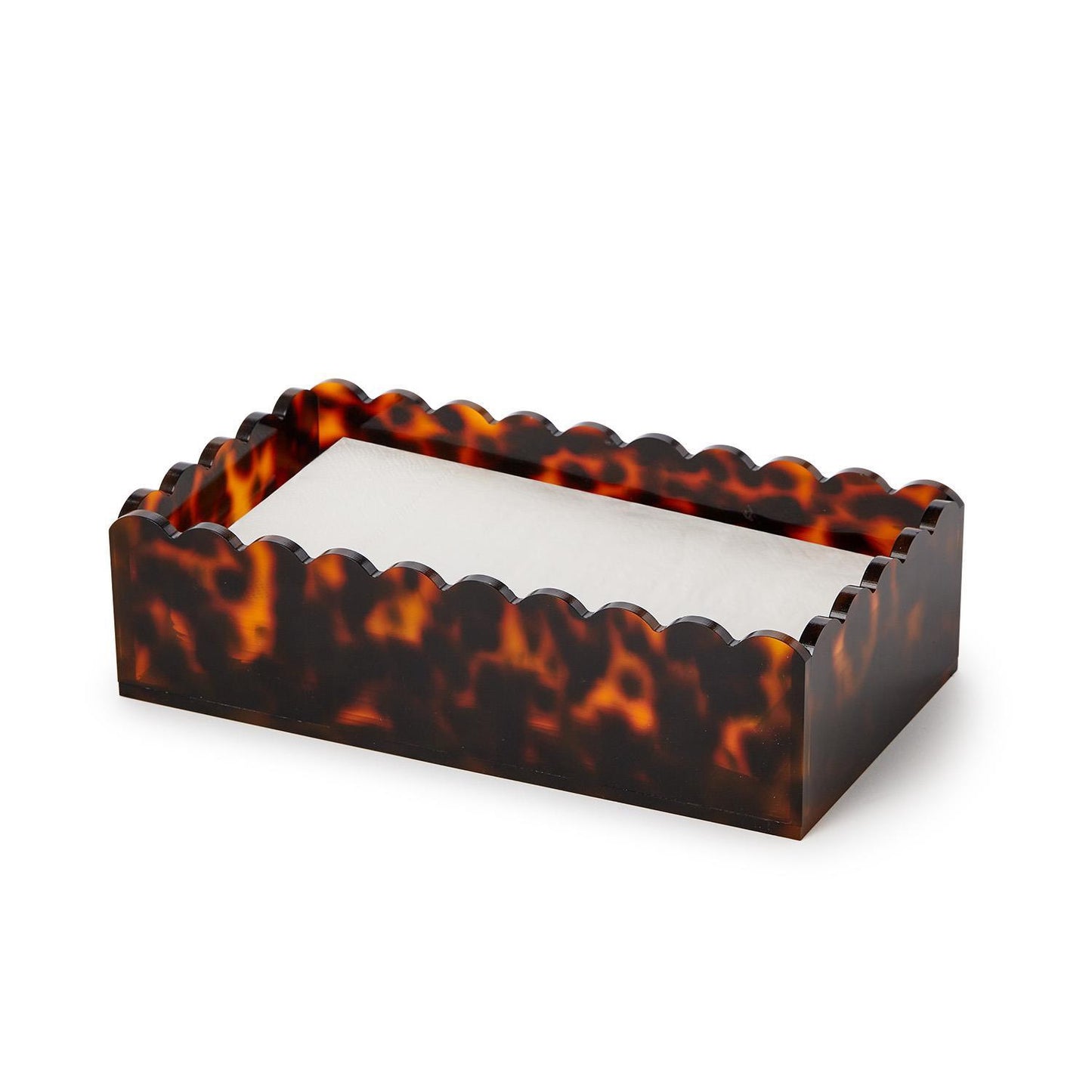 Tortoise Scalloped Acrylic Guest Towel Napkin Holder