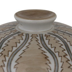 Hand Painted Decorative Stoneware Jar in Tan & Grey