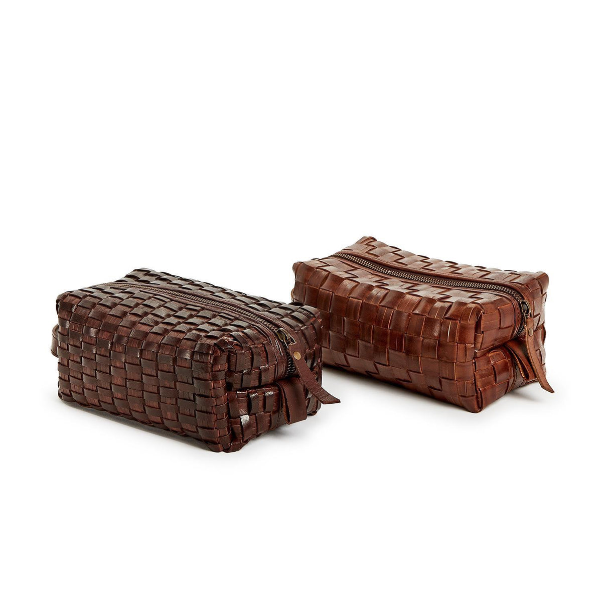 Chestnut Woven Leather Dopp Kit in 2 Patterns
