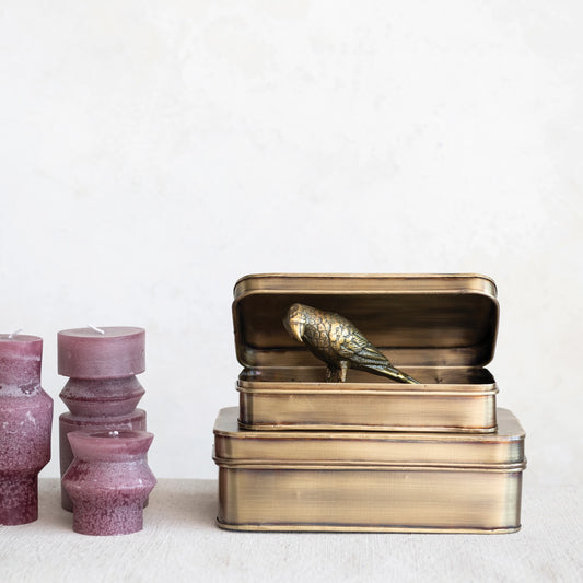 Brass Finish Metal Box Set