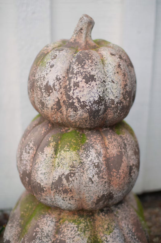 Three Stacked Faux Concrete Pumpkins