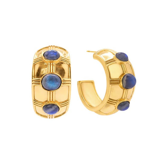 CLEOPATRA Bold Hoop Earrings - Blue Labradorite