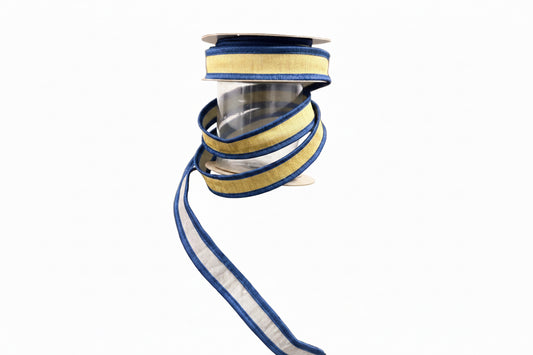 JME Dupion DBL Fused Moss/Blue Dupion Trim Ribbon (2 Sizes)