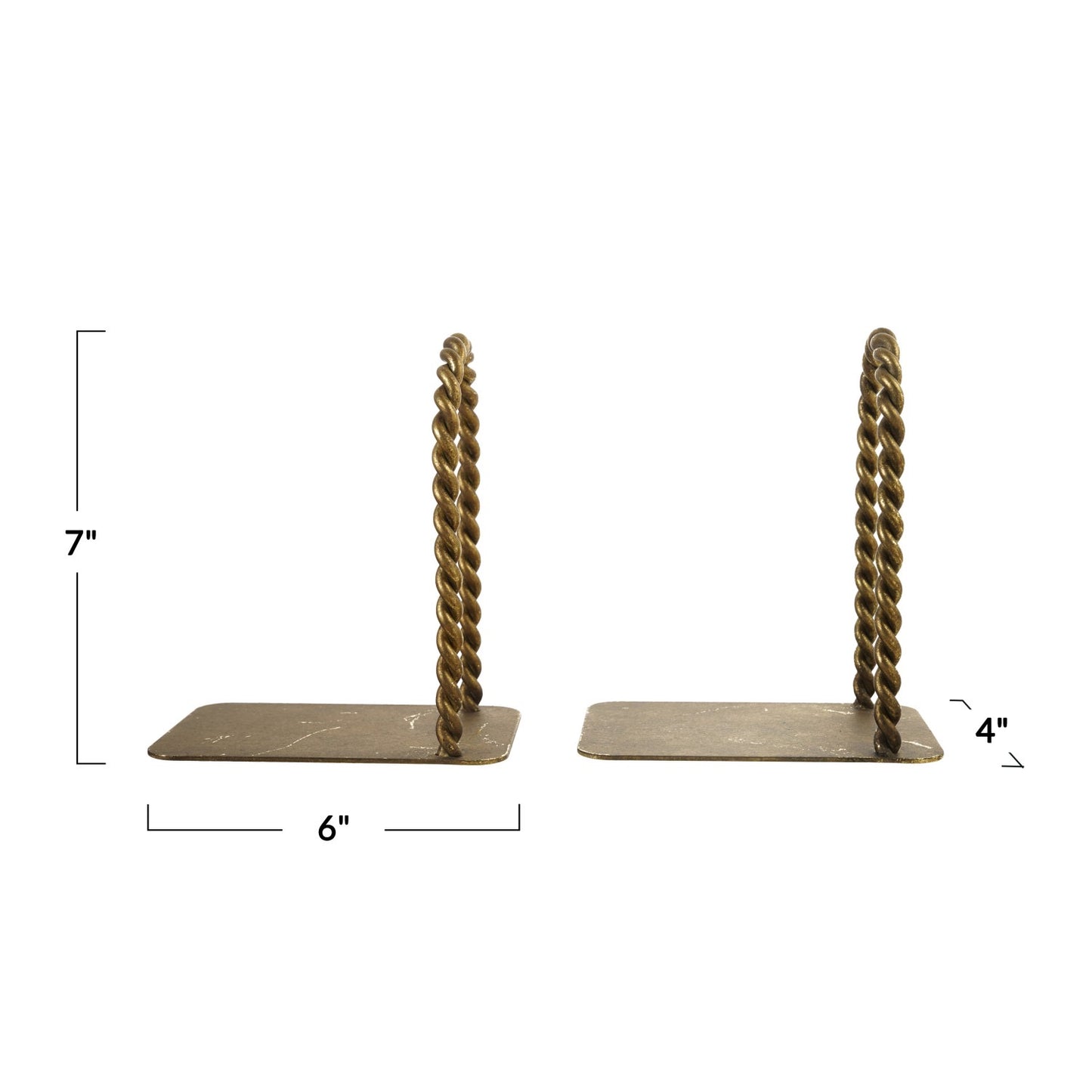 Twisted Metal Arched Brass Bookends Set