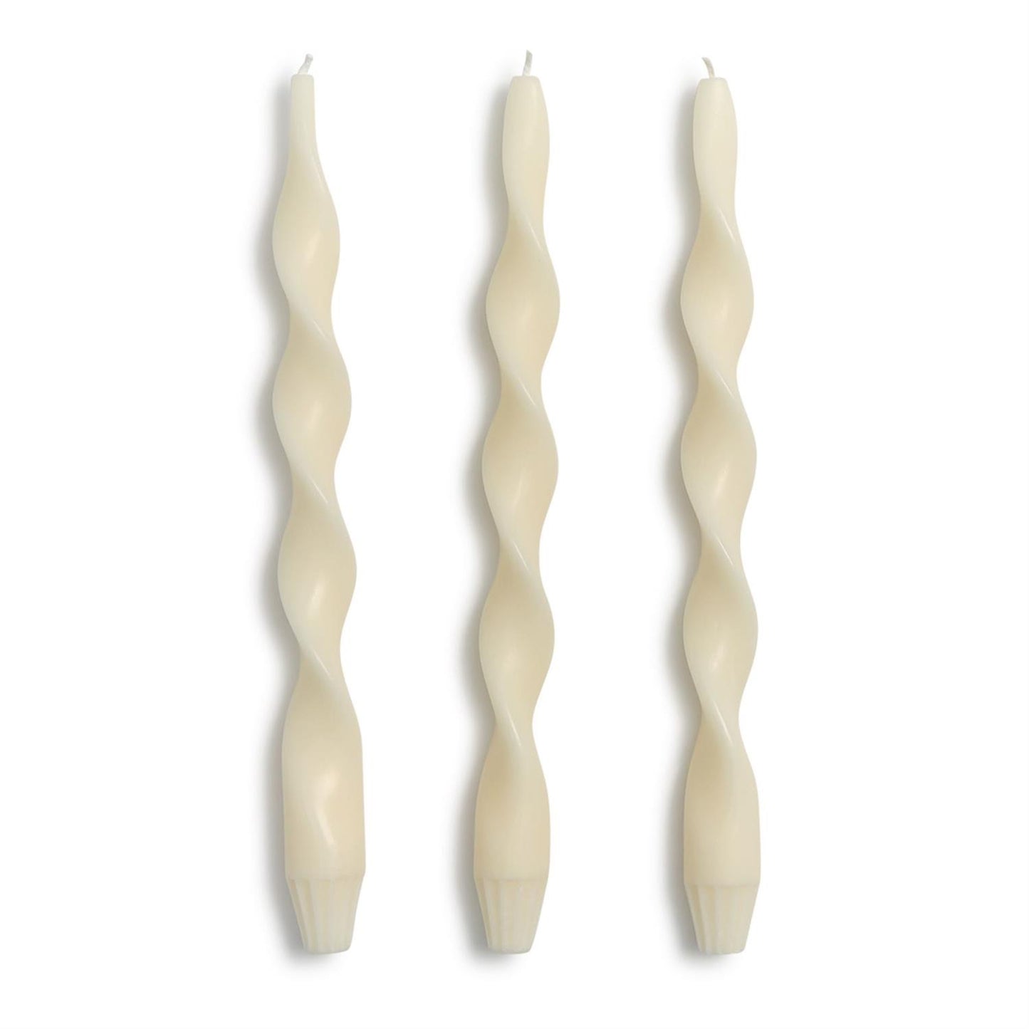 Twist and Glow Set of 3 Ivory 12" Twist Taper Candles in Gift Box