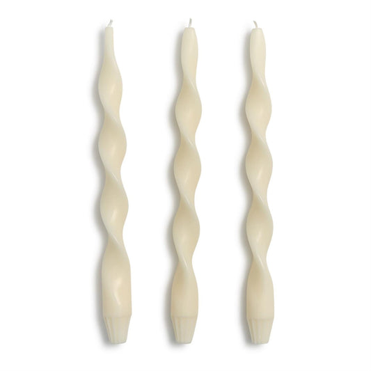 Twist and Glow Set of 3 Ivory 12" Twist Taper Candles in Gift Box