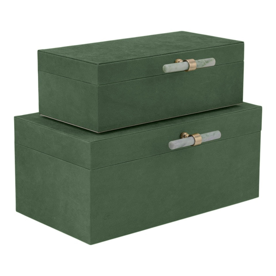Aubrina Green Suede/Stone Hardware Box (2 Sizes)