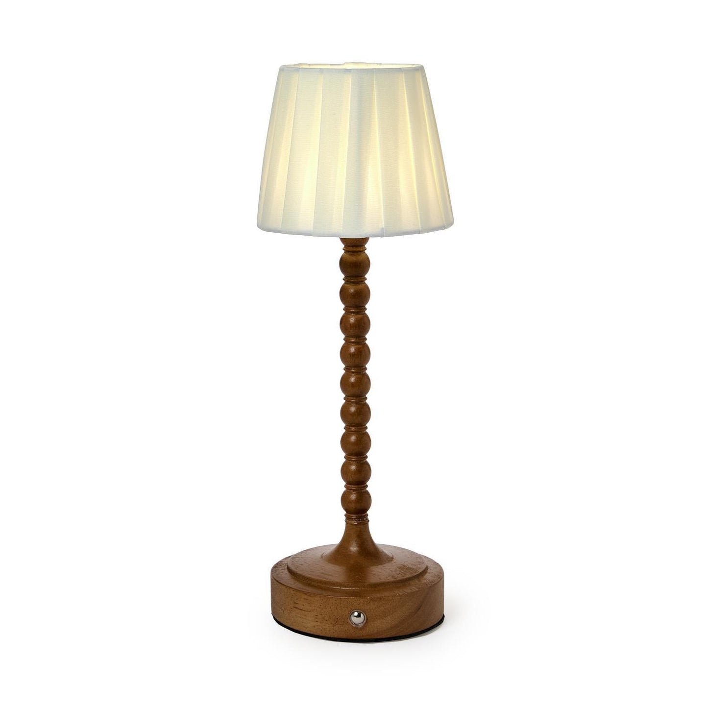LED Cordless Beaded Wood Pole Table Lamp