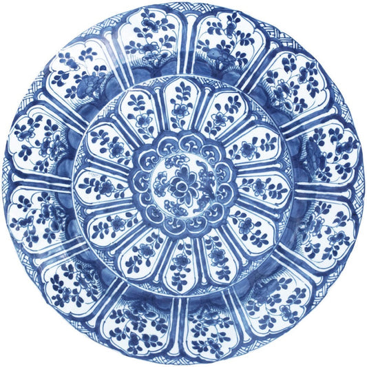 Indigo Garden 2 Blue/White Paper Placemats Round - 12 per package