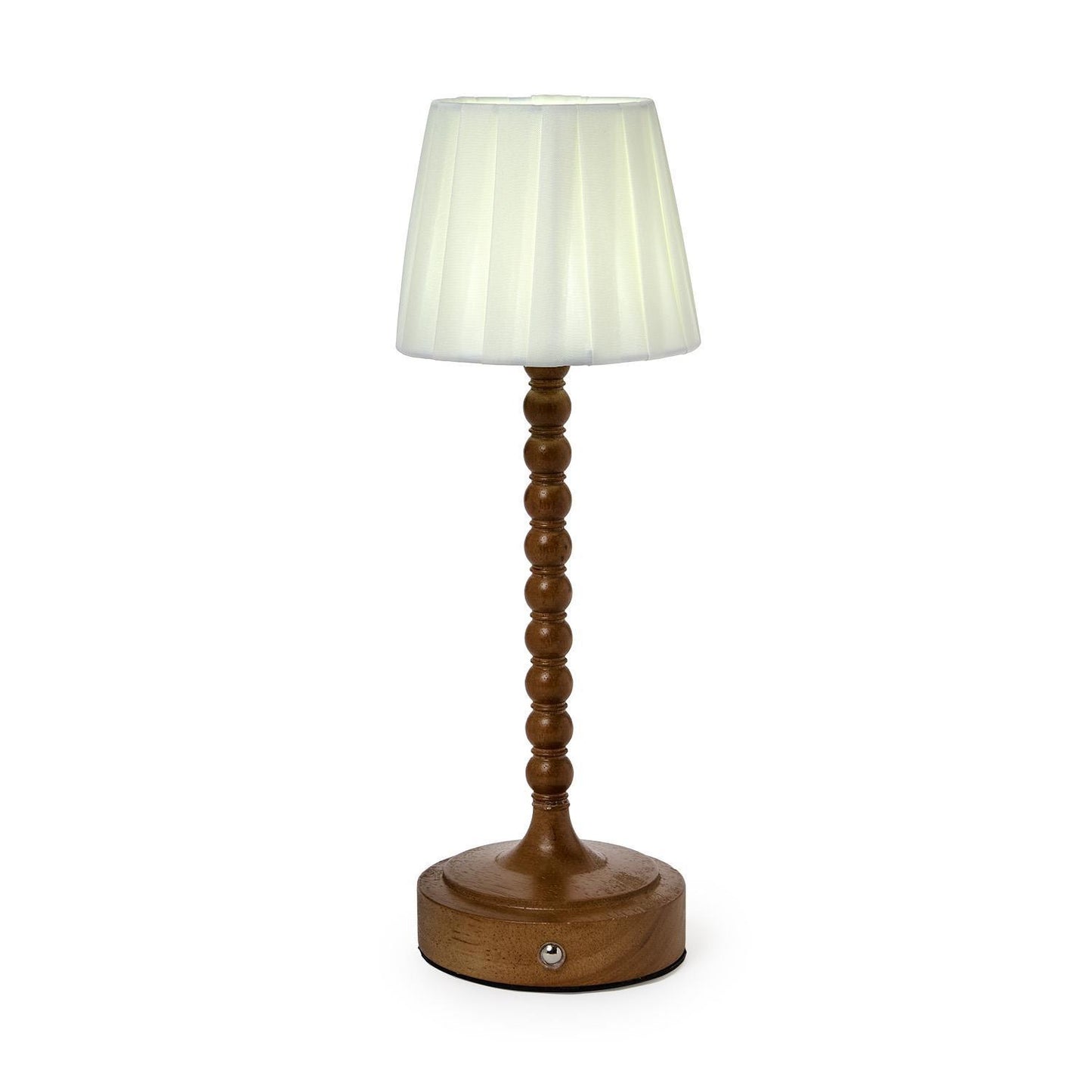 LED Cordless Beaded Wood Pole Table Lamp