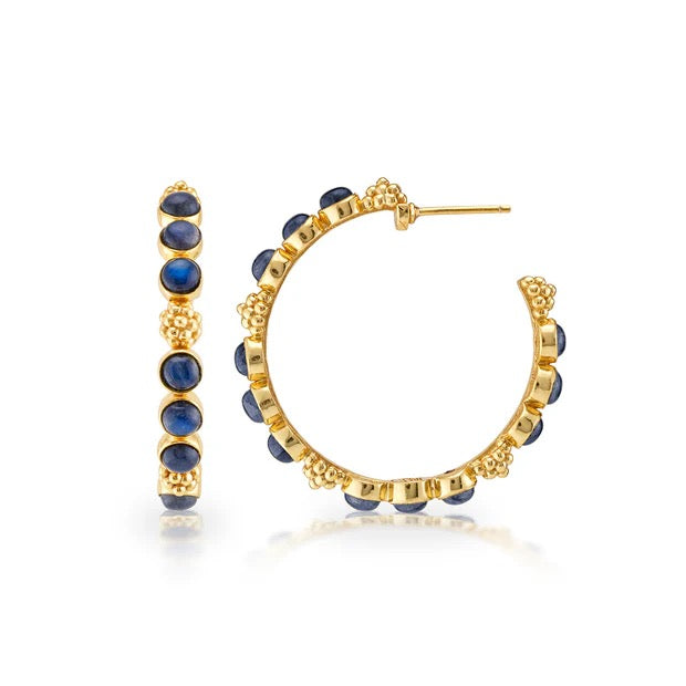 BERRY Gem Medium Hoop Earrings - Blue Labradorite