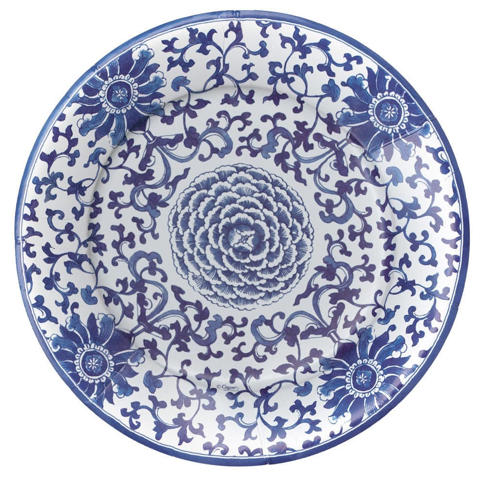 Indigo Garden Blue/White Paper Dinner Plates - Package of 8