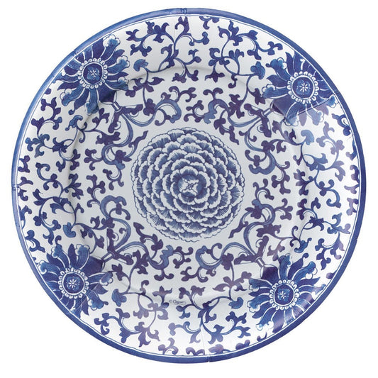 Indigo Garden Blue/White Paper Dinner Plates - Package of 8