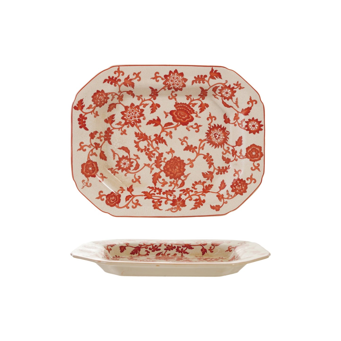 Orange Stoneware Botanicals Tray