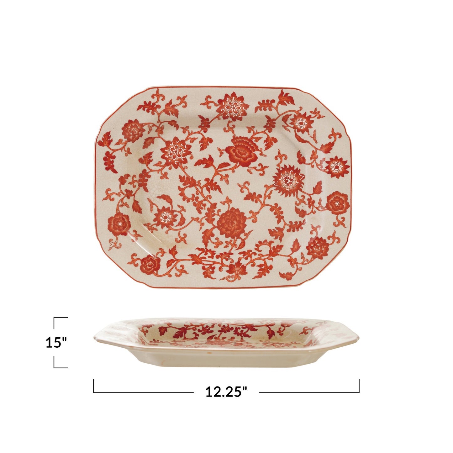 Orange Stoneware Botanicals Tray