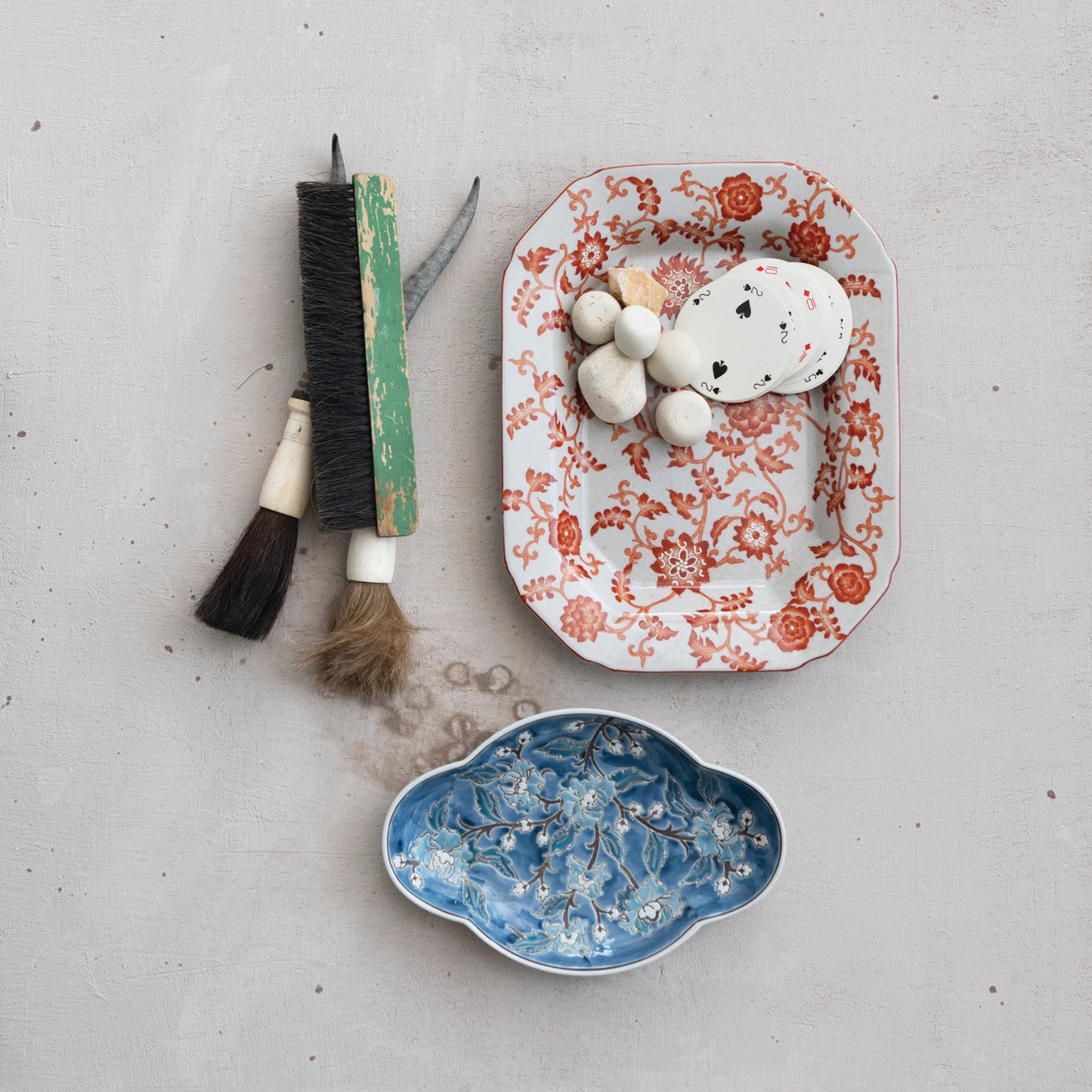 Orange Stoneware Botanicals Tray