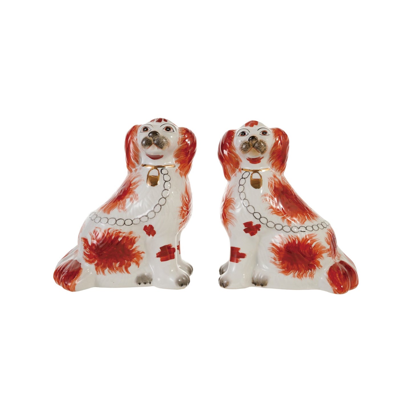 Orange Vintage Reproduction Staffordshire Dogs, Set of 2