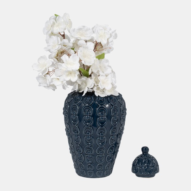 12"Navy Chain Texture Jar