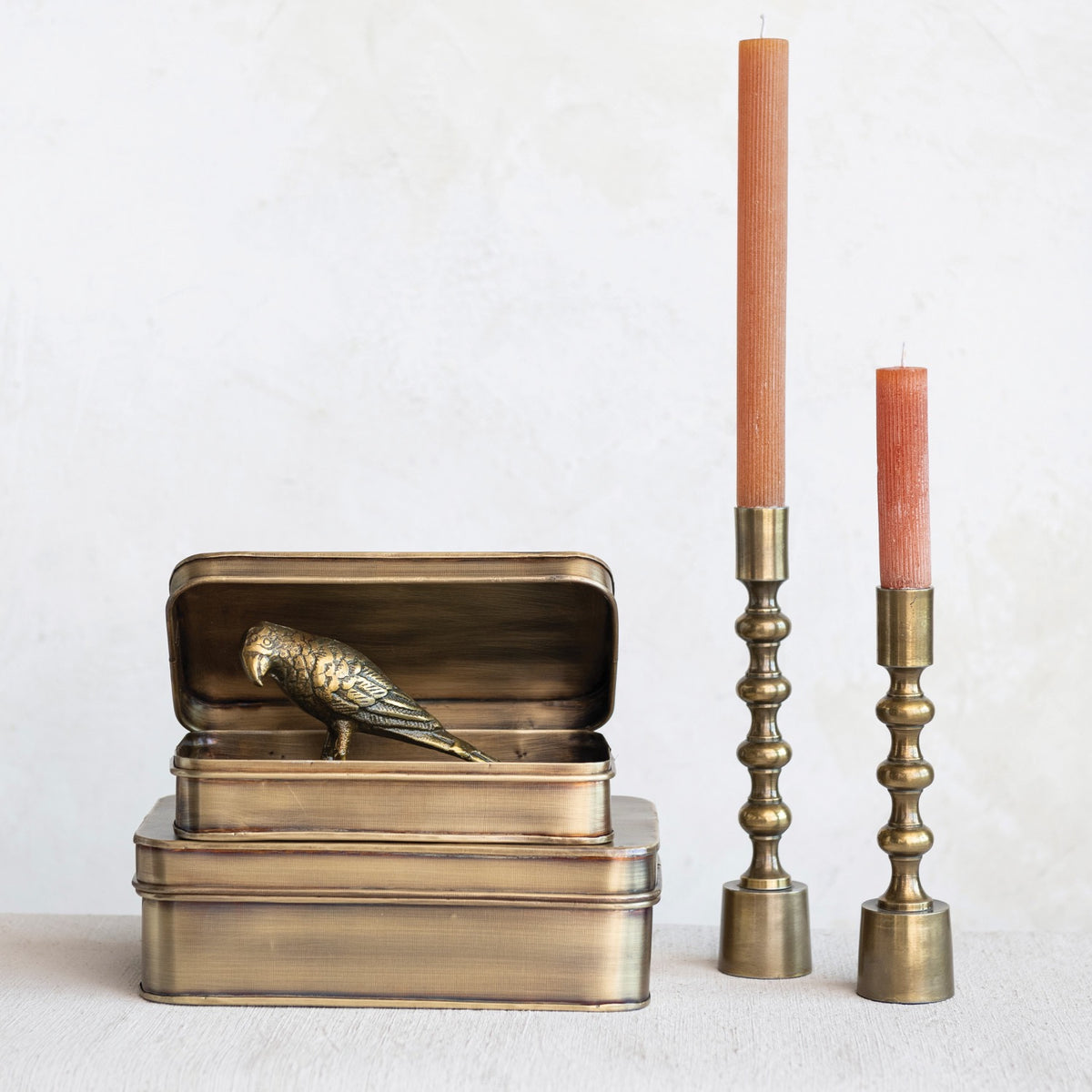 Brass Finish Metal Box Set