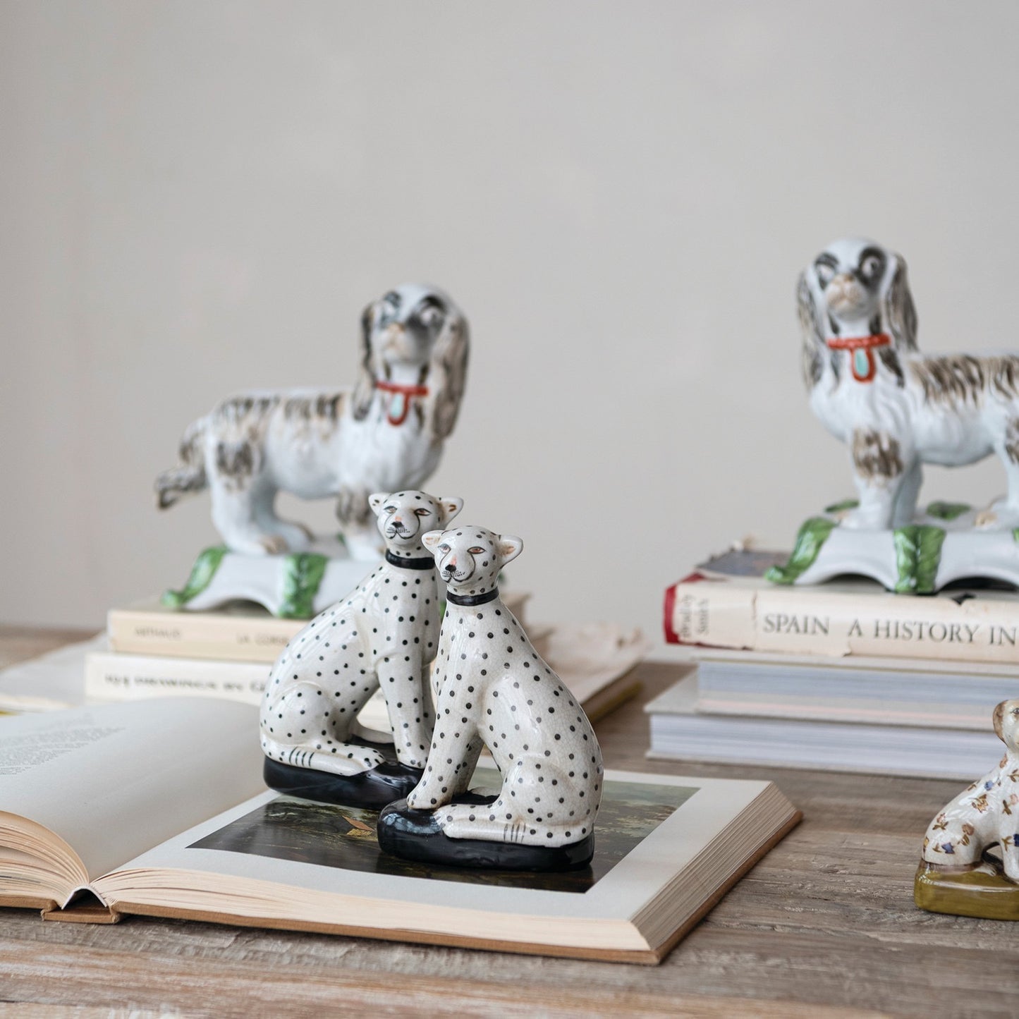 Hand-Painted Vintage Reproduction Cheetahs, Set of 2 (Each Varies)