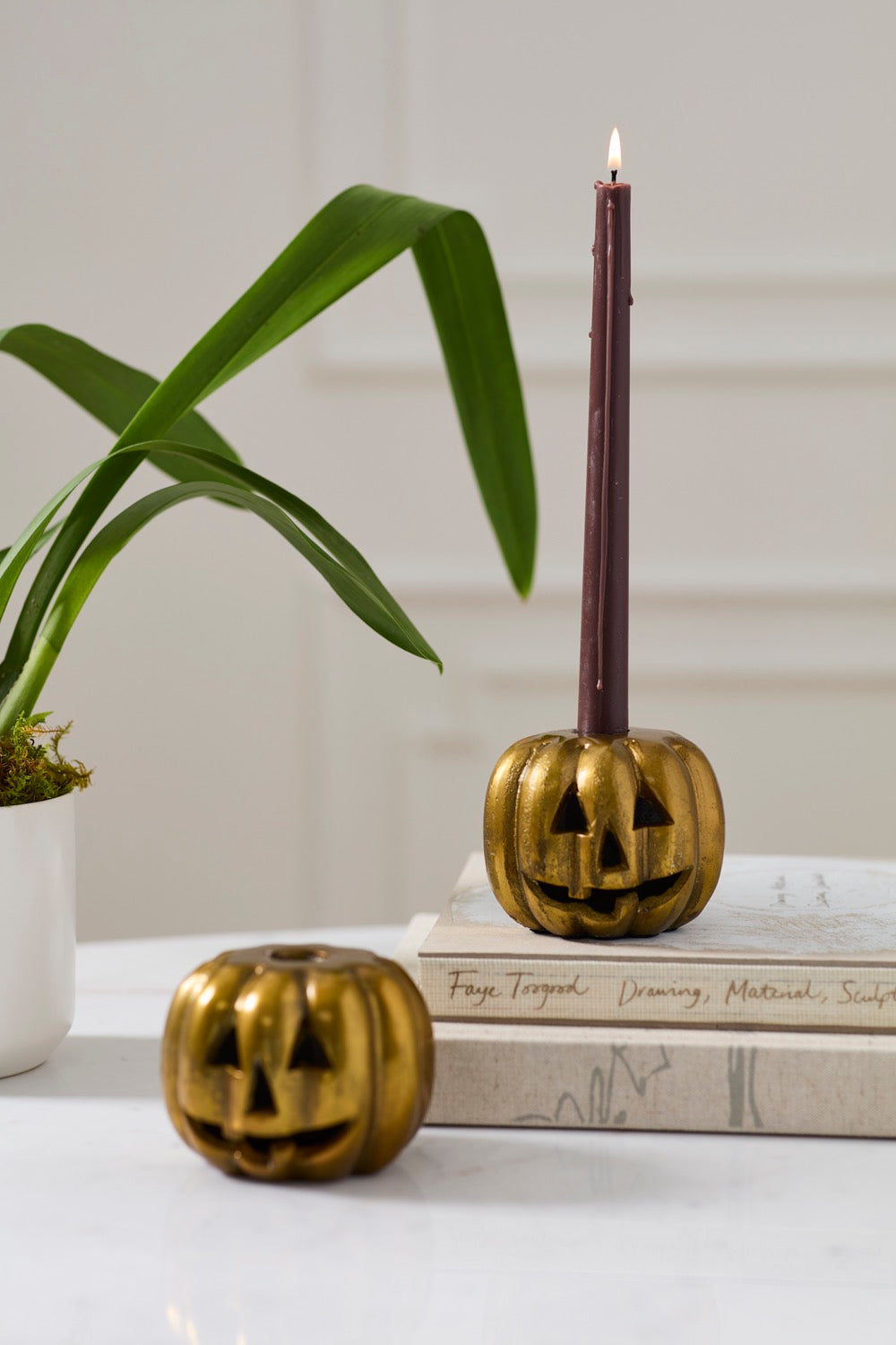 CARVED PUMPKIN CANDLEHOLDER