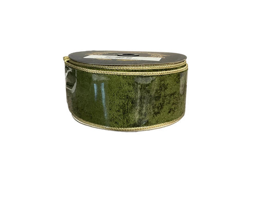 JME Velvet Metallic Dupion Fused Dark Green Ribbon