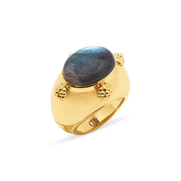 CLEOPATRA Oval Ring - Gold/Blue Labradorite
