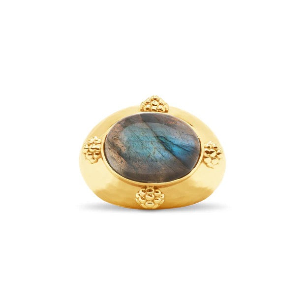 CLEOPATRA Oval Ring - Gold/Blue Labradorite